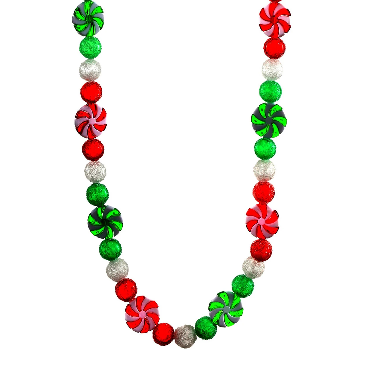 6' X .5" Red And Green Peppermint And Ball Artificial Christmas Garland, Unlit - Image 3