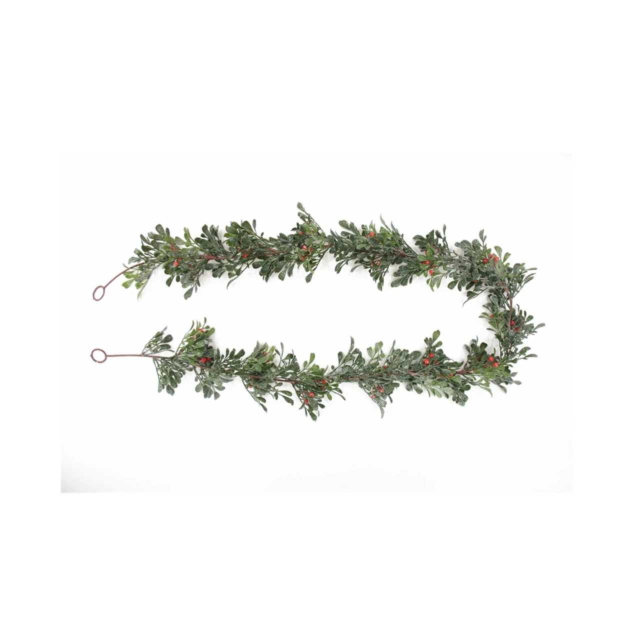 5.75' X 6" Frosted Boxwood Outdoor Artificial Christmas Garland With Berry, Unlit