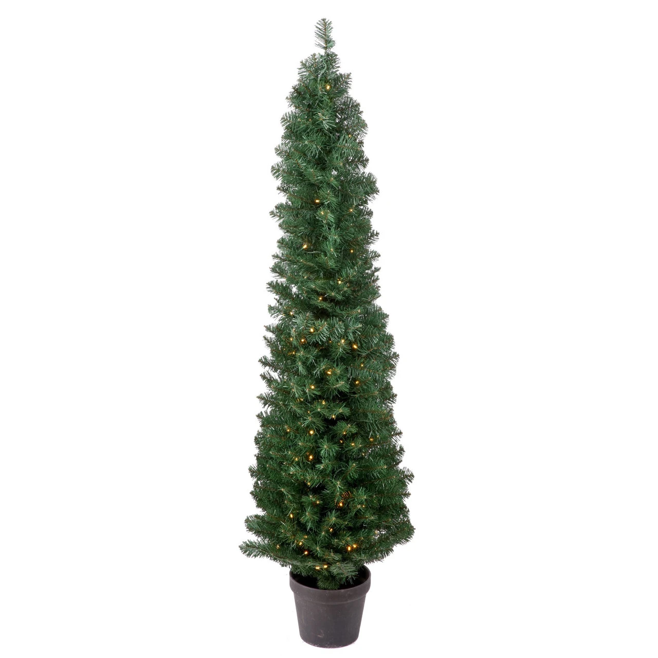 5' Pre-Lit Potted Spruce Pencil Artificial Christmas Tree, Multi-Color Lights