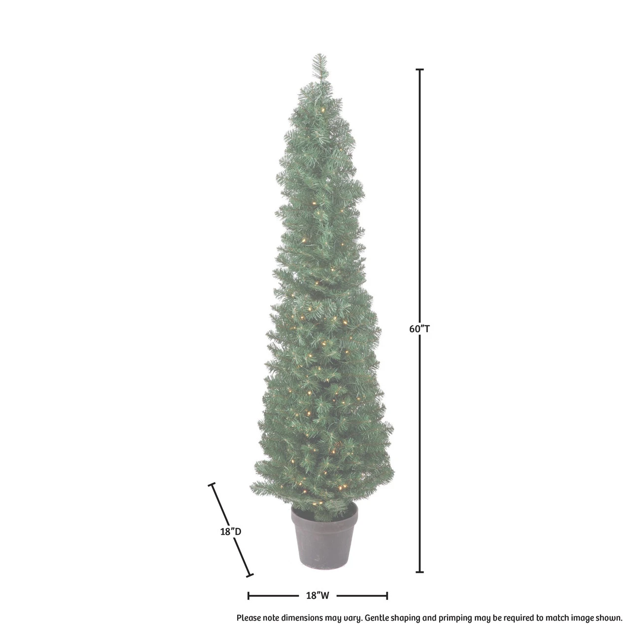 5' Pre-Lit Potted Spruce Pencil Artificial Christmas Tree, Multi-Color Lights - Image 2