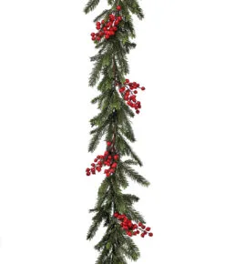 6' Red And Green Mountain Fir Berries Artificial Christmas Garland - Unlit