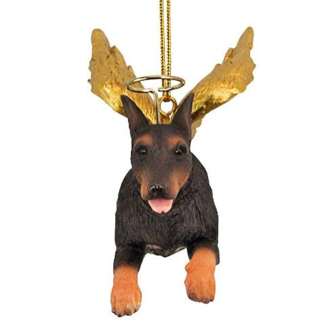 4" Flying Doberman Dog Hand Painted Holiday Ornament - Image 2