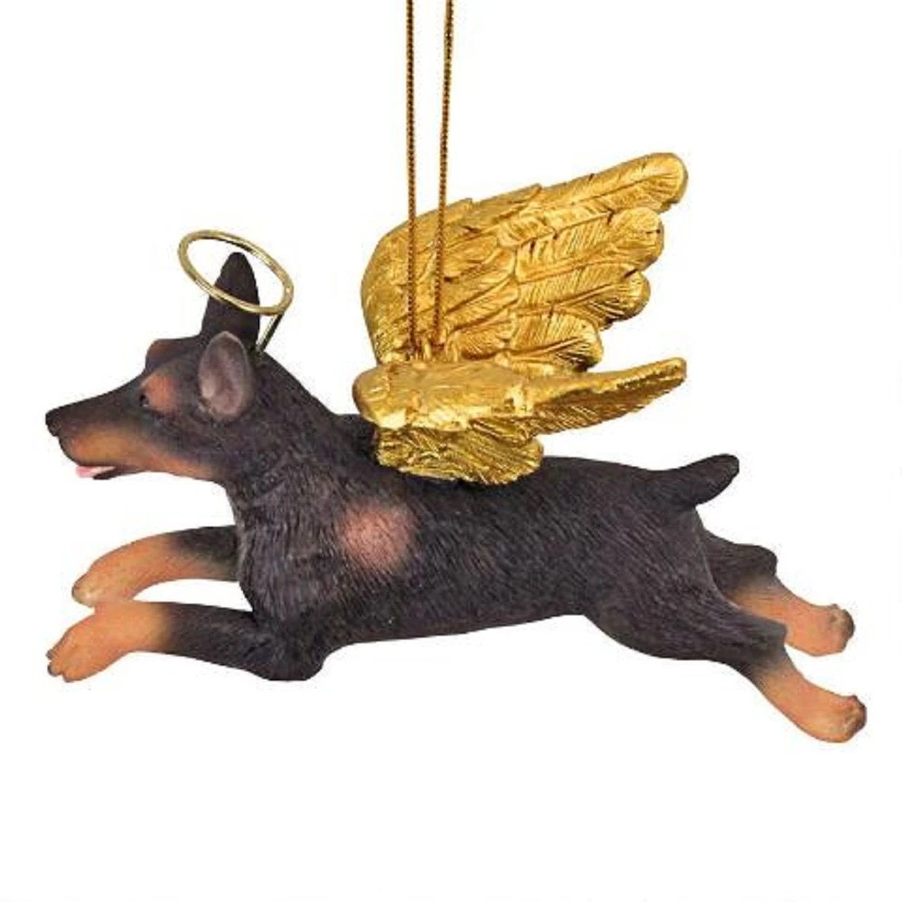 4" Flying Doberman Dog Hand Painted Holiday Ornament - Image 3