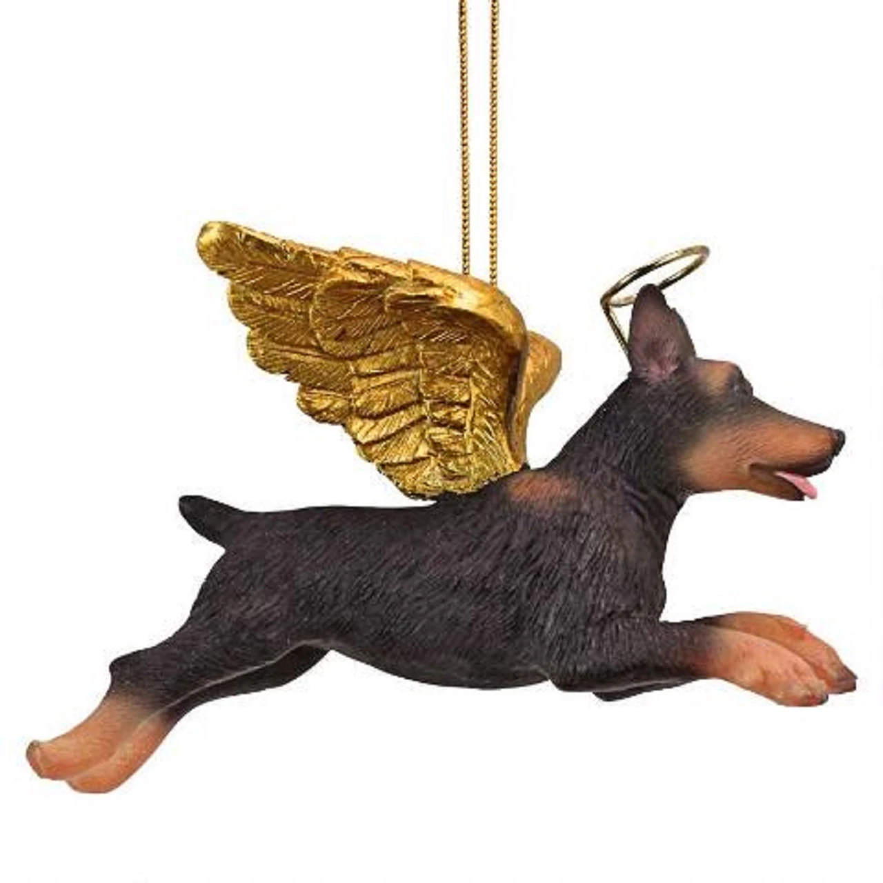 4" Flying Doberman Dog Hand Painted Holiday Ornament - Image 5