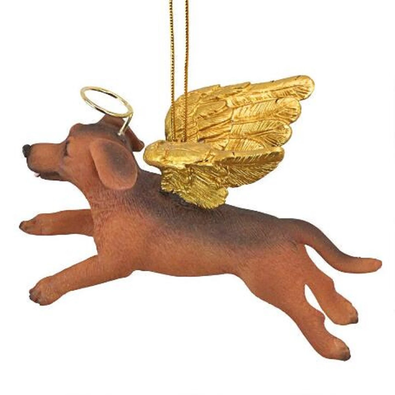 4" Flying Dachshund Dog Hand Painted Holiday Ornament - Image 3