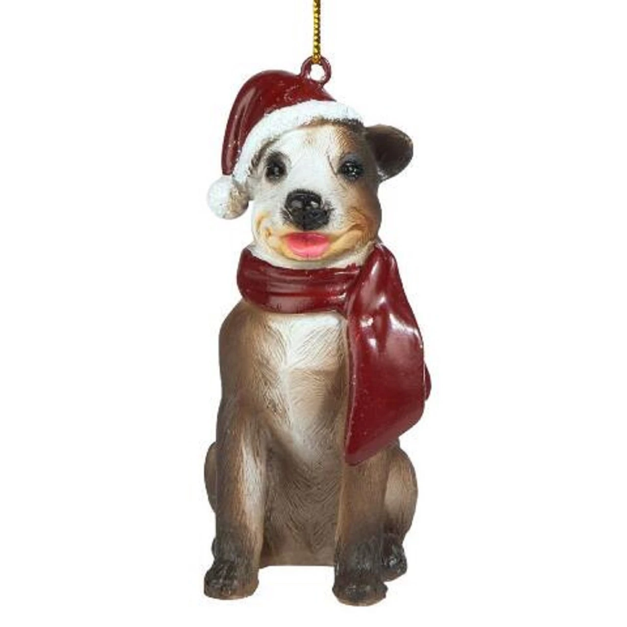 3.5" Sitting Pitbull Dog Hand Painted Holiday Ornament