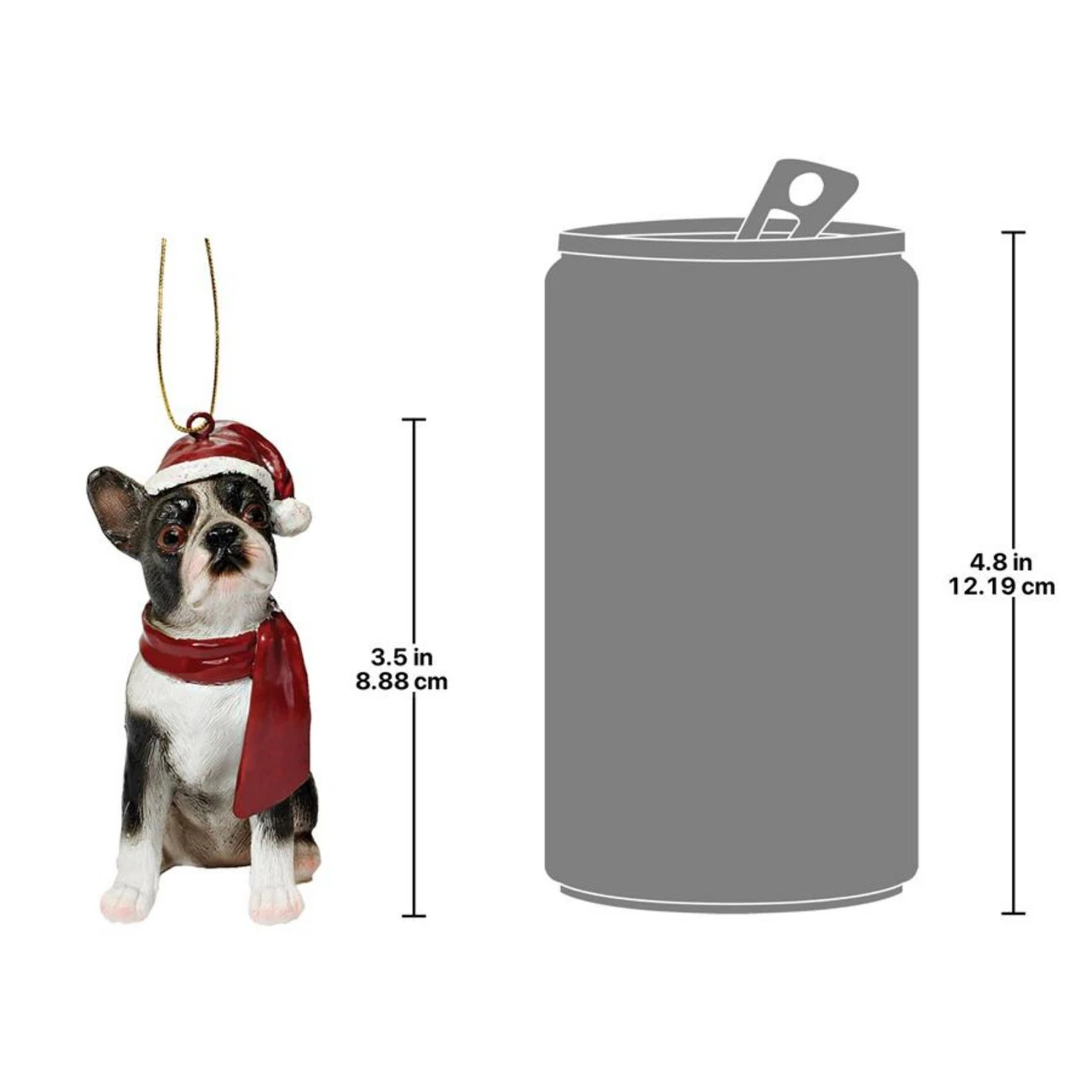 3.5" Boston Terrier Dog Christmas Ornament - Image 2