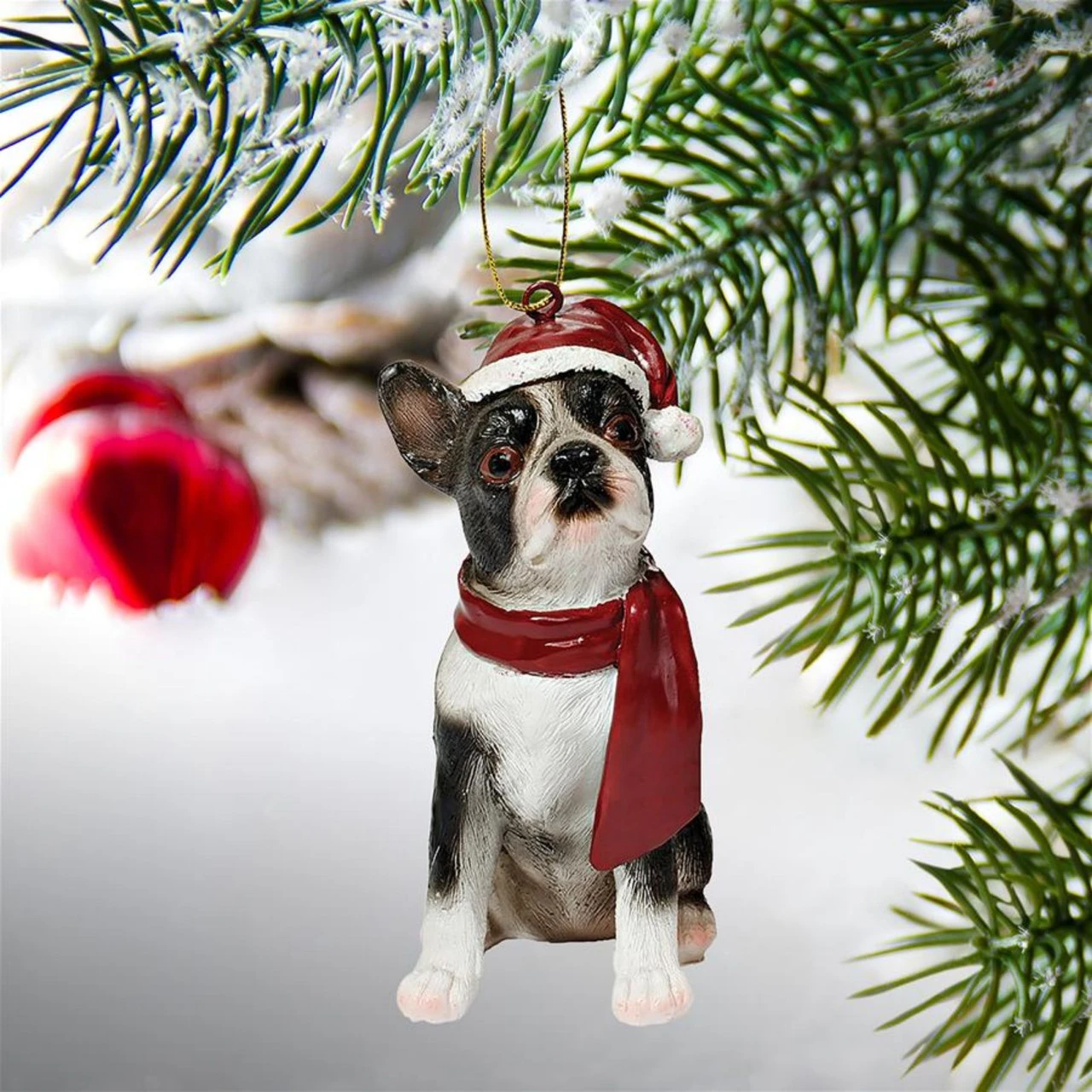 3.5" Boston Terrier Dog Christmas Ornament - Image 3