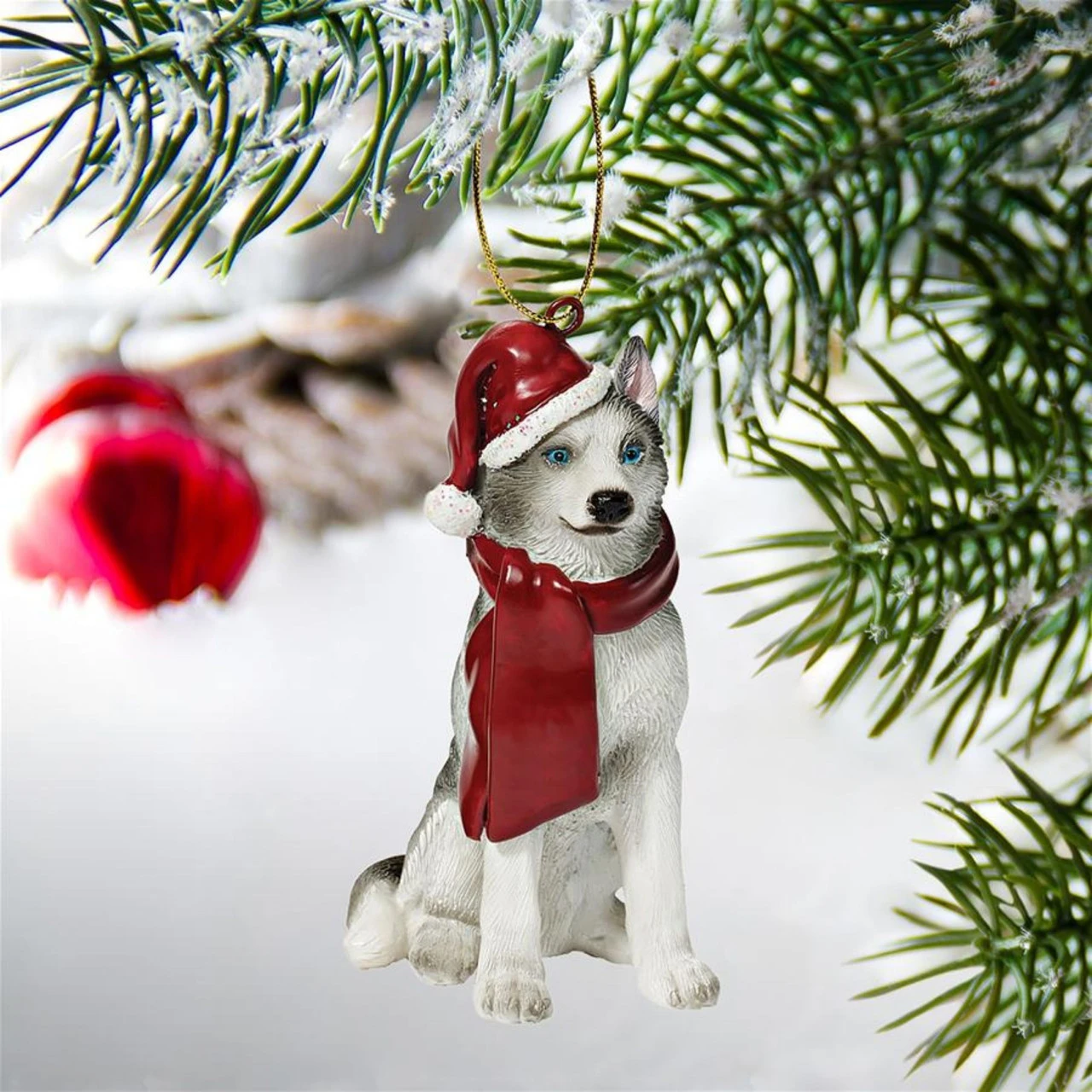 3.5" Siberian Husky Dog Christmas Ornament - Image 3