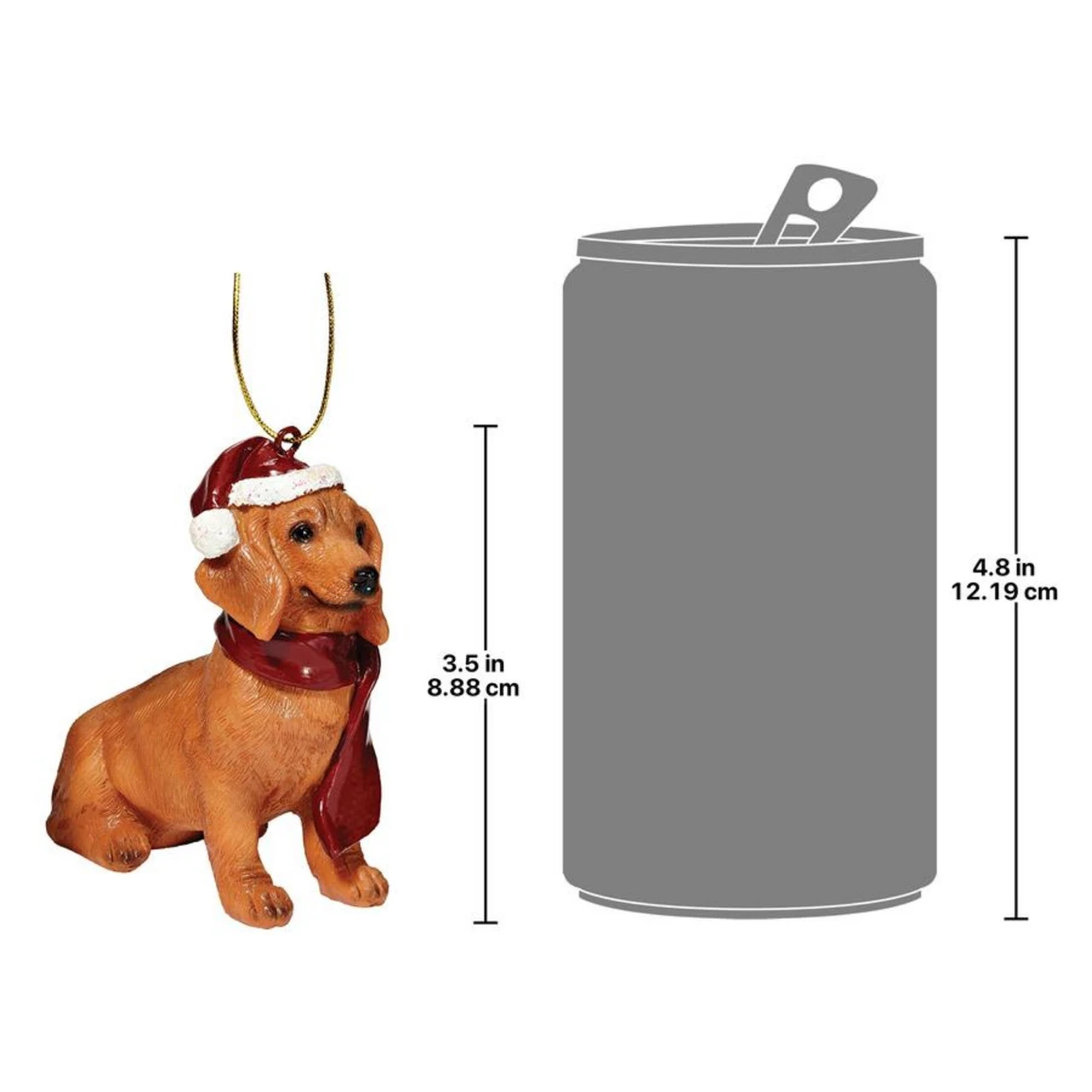 3.5" Sitting Dog Hand Painted Holiday Ornament - Image 2