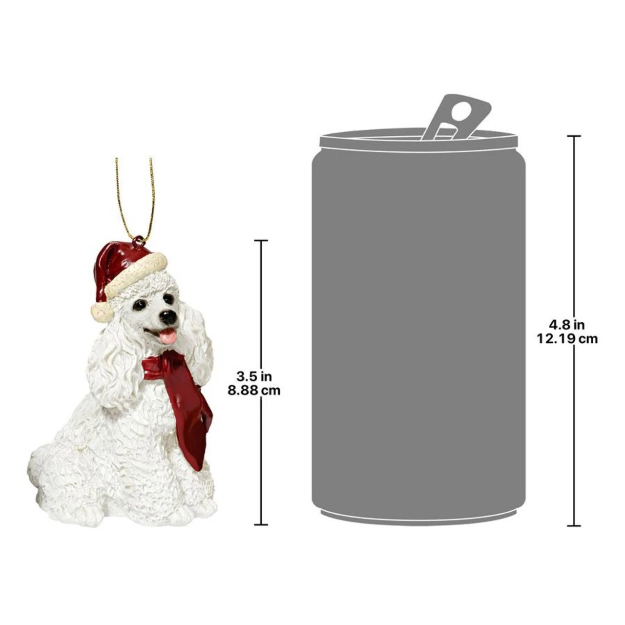 3.5" Sitting Poodle Dog Hand Painted Holiday Ornament - Image 2