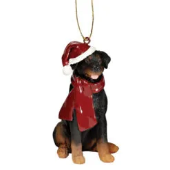 3.5" Sitting Rottweiler Dog Hand Painted Holiday Ornament