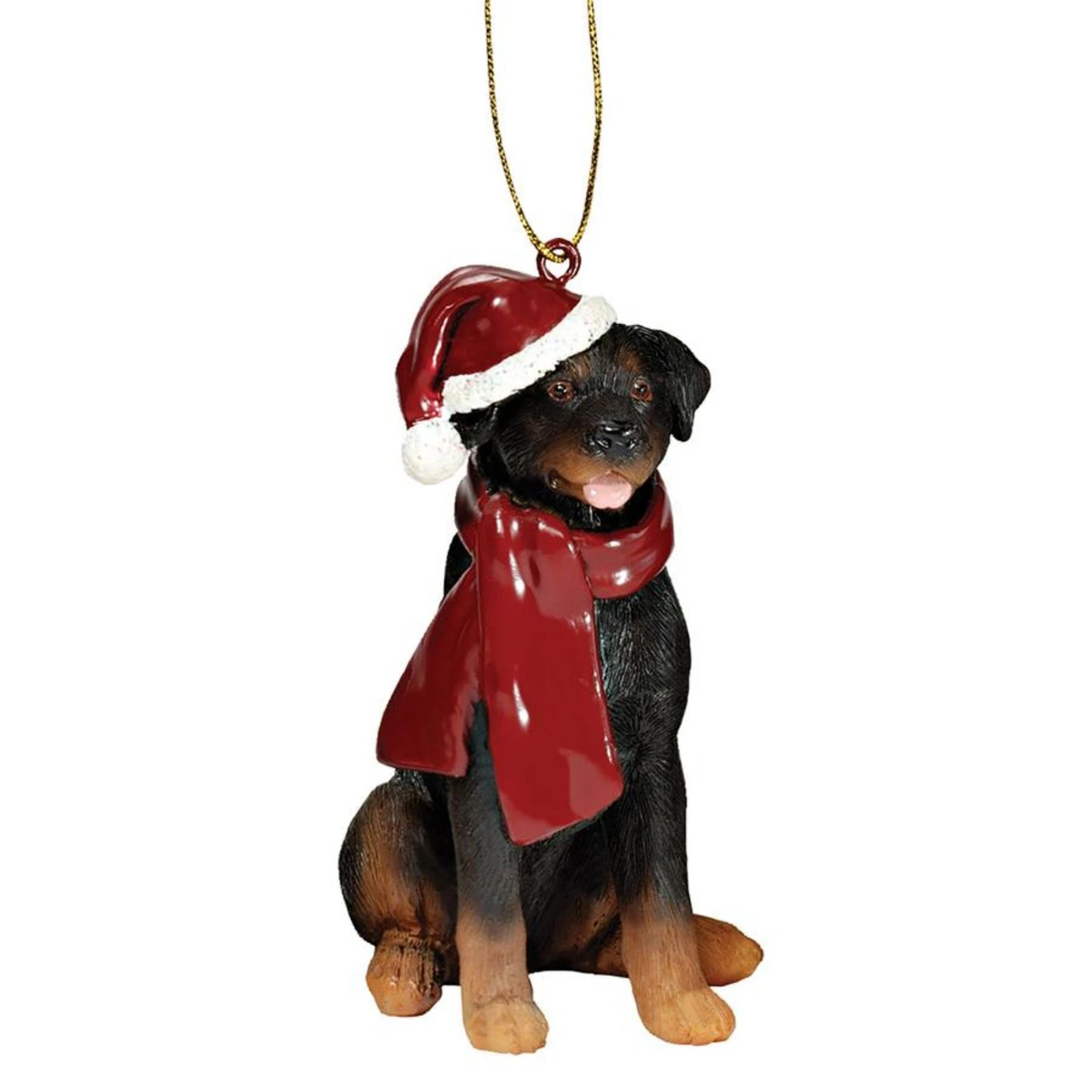 3.5" Sitting Rottweiler Dog Hand Painted Holiday Ornament