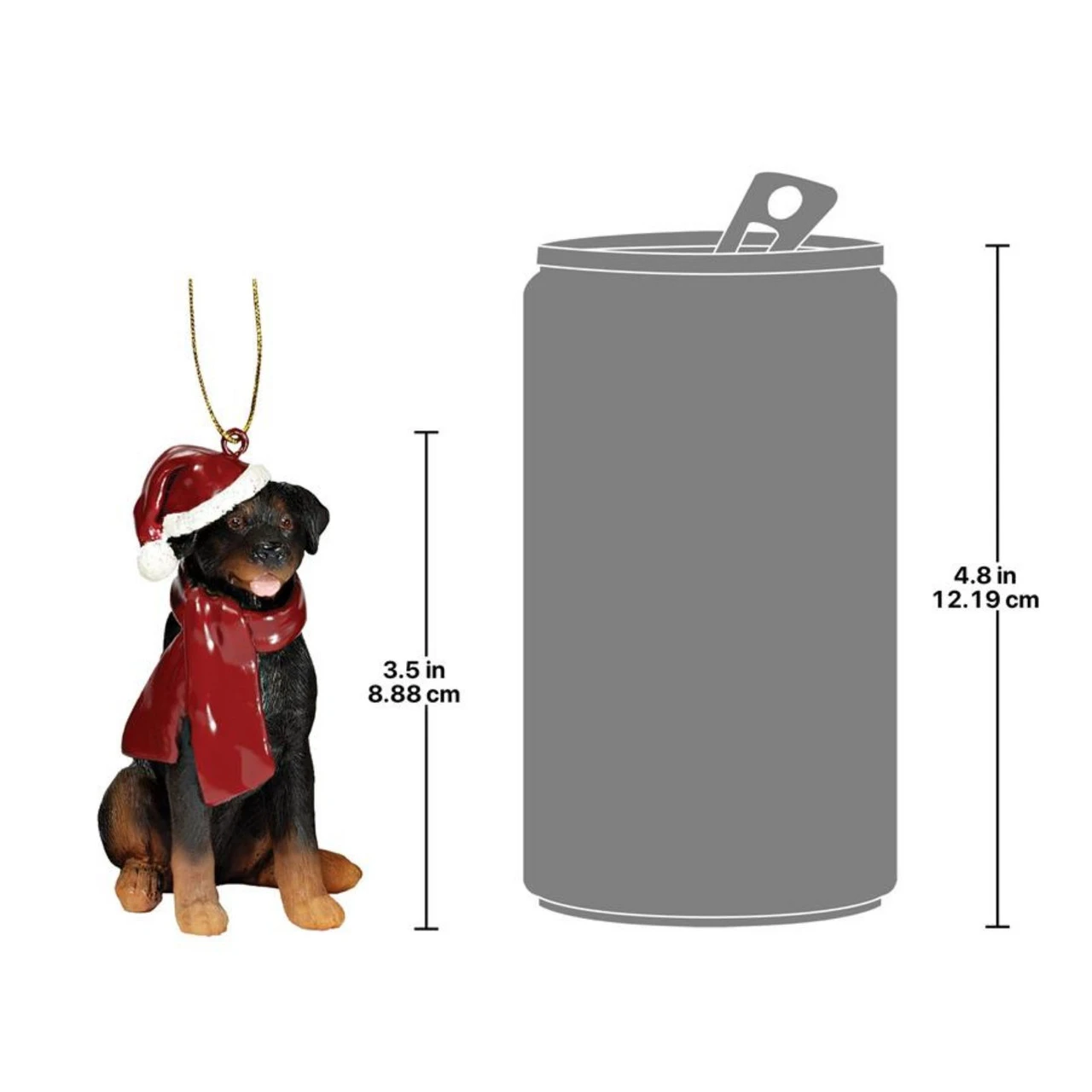 3.5" Sitting Rottweiler Dog Hand Painted Holiday Ornament - Image 2