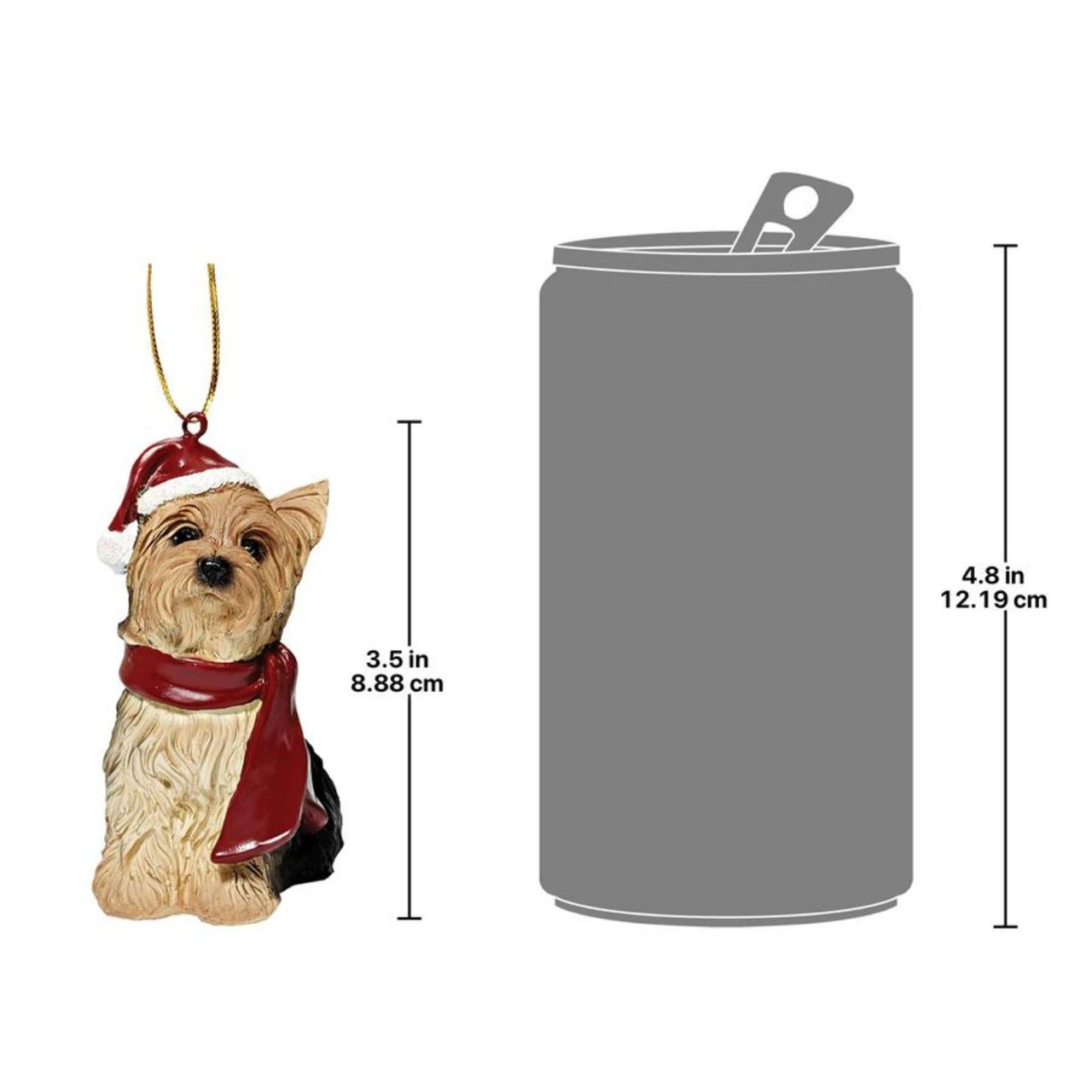 3.5" Sitting Yorkie Dog Hand Painted Holiday Ornament - Image 2