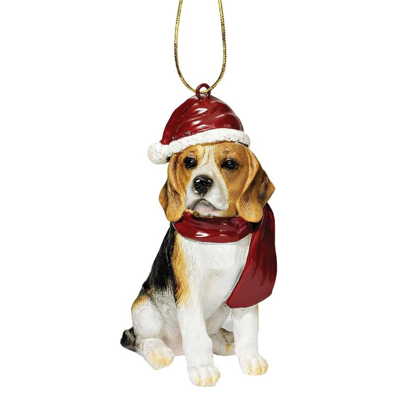 3.5" Sitting Beagle Dog Hand Painted Holiday Ornament