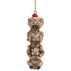 5" Brown And Red Elephant Hanging Christmas Ornament