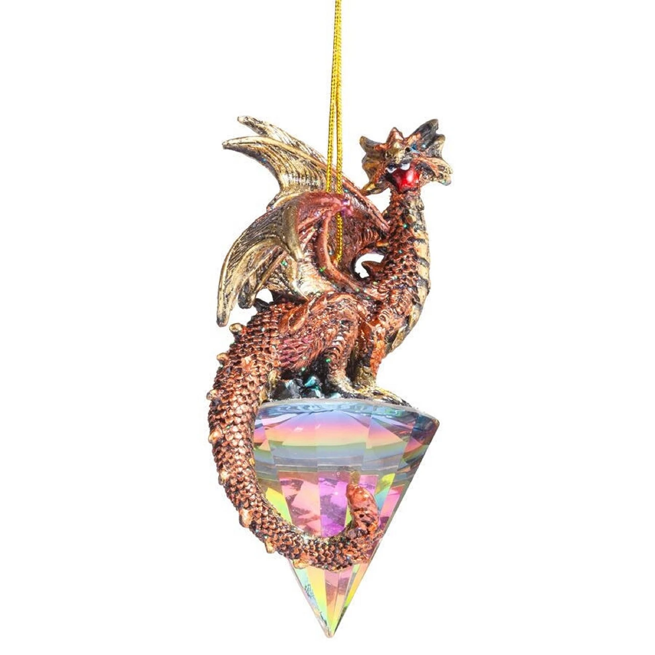 3.5" Red And Gold Dragon On A Artificial Diamond Christmas Ornament - Image 5