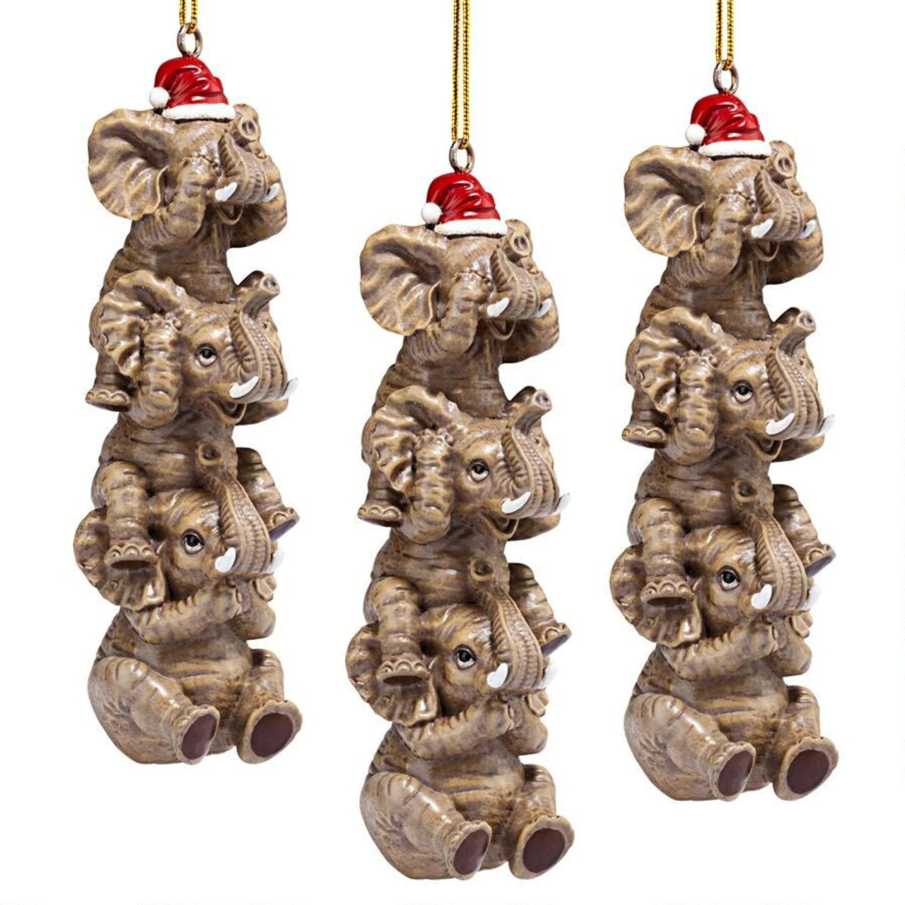 3ct Brown And Red Elephant Hanging Christmas Ornament 5"