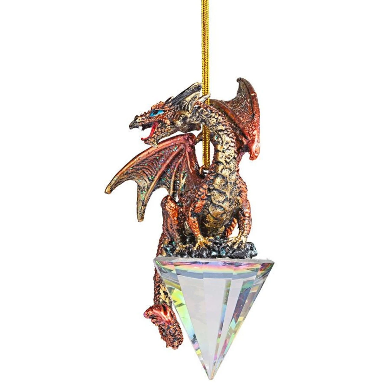 3ct Red And Gold Dragon On A Artificial Diamond Christmas Ornament 3.5" - Image 3