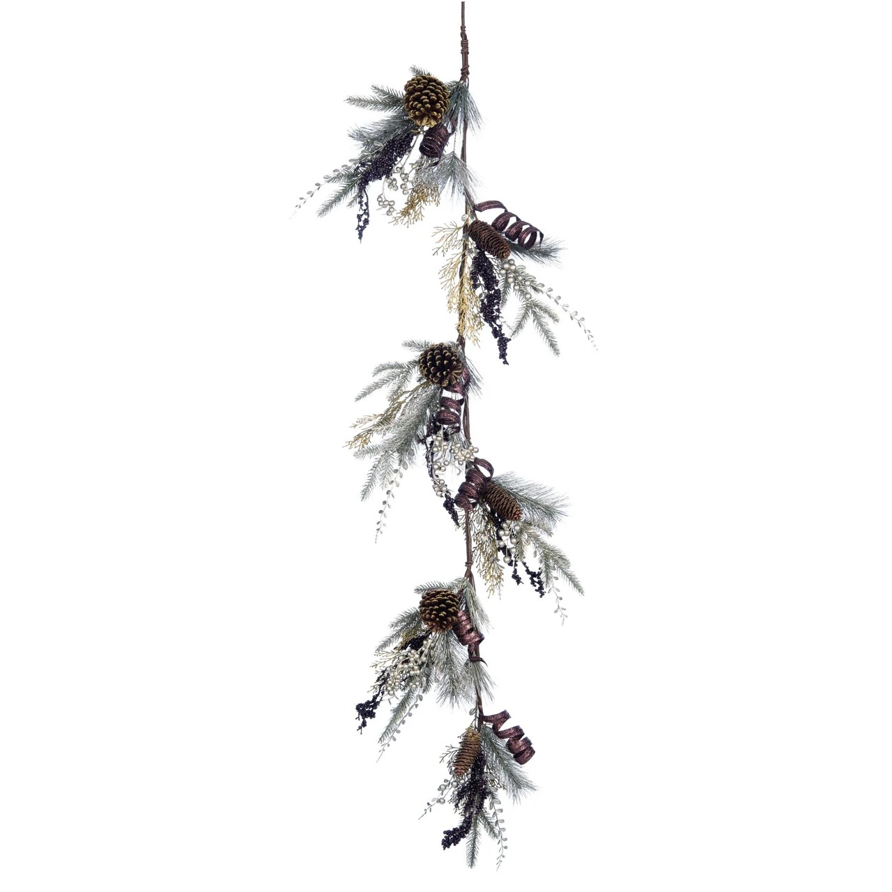 9" X 60" White And Black Elegant Pinecone Thanksgiving Garland - Unlit