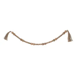 40" Brown Wooden Christmas Beaded Garland