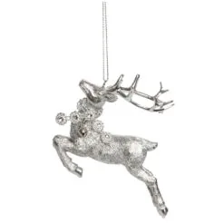 5.25" SIlver Christmas Reindeer Hanging Ornament
