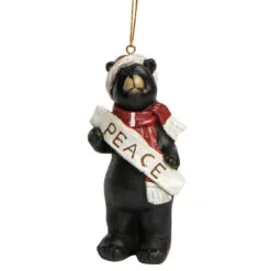 5.75" Black And Red Christmas Rustic Bear Ornament