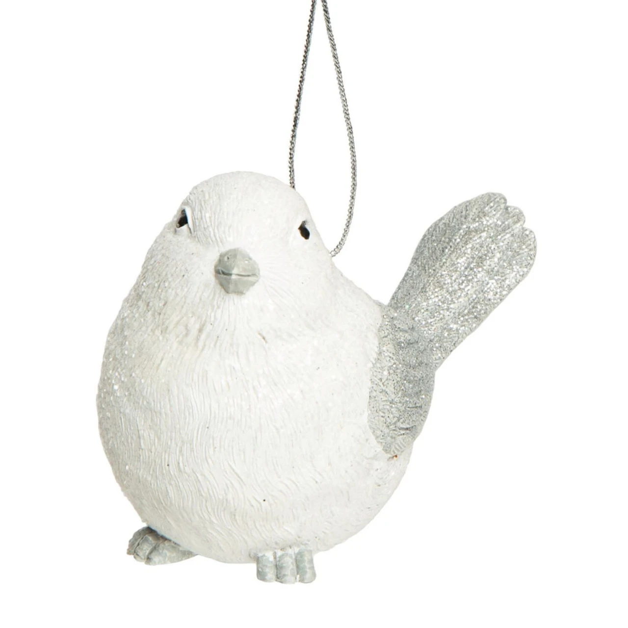 4" White Christmas Wing Bird Ornament