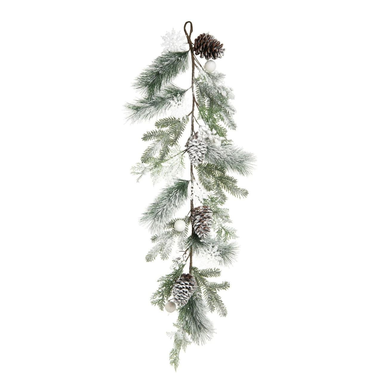 46" Green And White Christmas Frosted Pinecone Artificial Garland