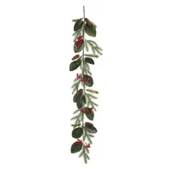 4.8' X 3" Green And Red Artificial Christmas Holiday Berry Garland, Unlit