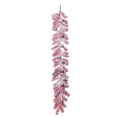 5' X 4" Pink And White Artificial Christmas Celebration Garland, Unlit