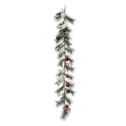 5' X 5" Green And Red Artificial Christmas Ornament Garland, Unlit