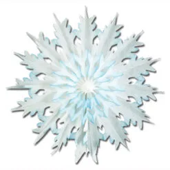Club Pack Of 12 Christmas Winter White And Blue Dip-Dyed Snowflake 17