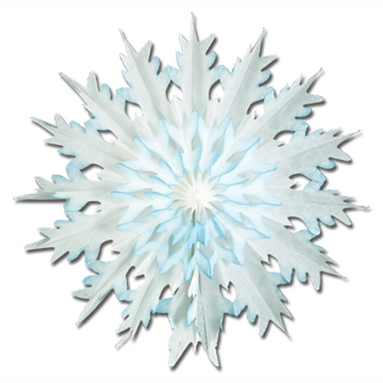 Club Pack Of 12 Christmas Winter White And Blue Dip-Dyed Snowflake 17