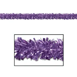 Club Pack Of 12 Shiny Metallic Purple Foil Tinsel 6-Ply Christmas Garlands 15' - Unlit