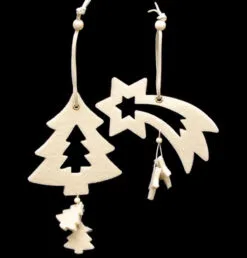Club Pack Of 18 Ivory White Tree And Shooting Star Felt Ornaments