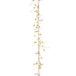 78" Pre-Lit LED Gold Beaded Artificial Christmas Garland