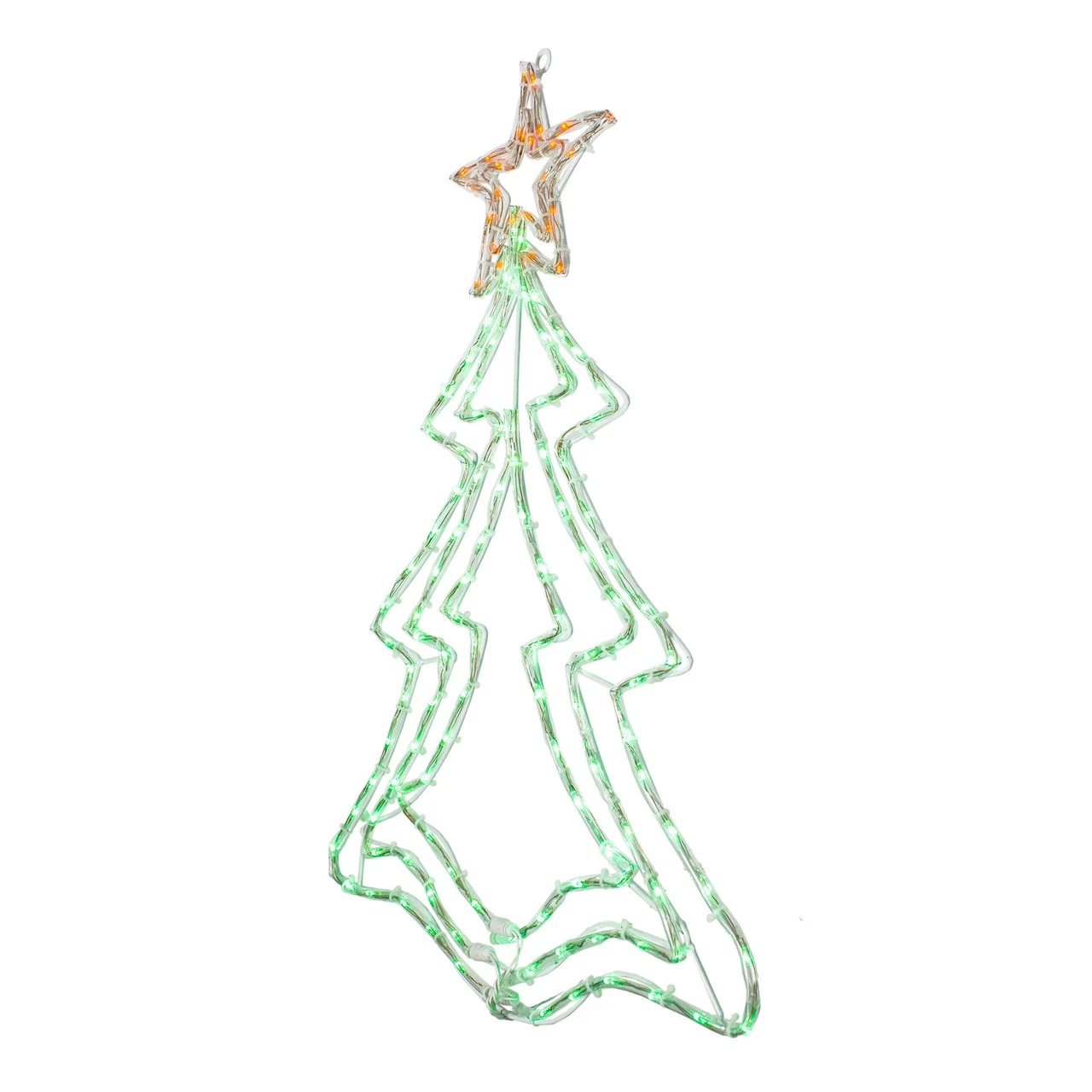 25” LED Green And Orange Rope Light Christmas Tree Window Decoration - Image 3