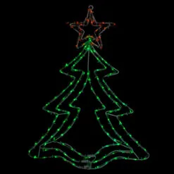 25” LED Green And Orange Rope Light Christmas Tree Window Decoration