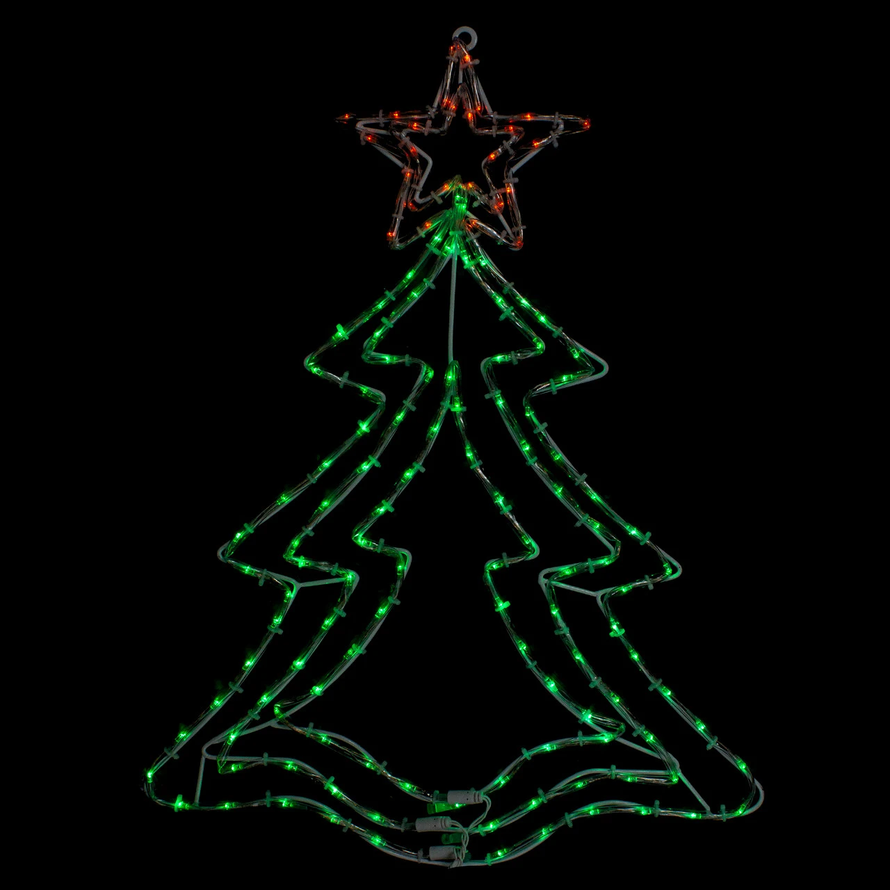 25” LED Green And Orange Rope Light Christmas Tree Window Decoration