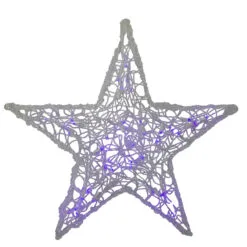 24" Pre-lit Clear And Purple LED Color Changing Spun Glass Hanging Star Christmas Decoration