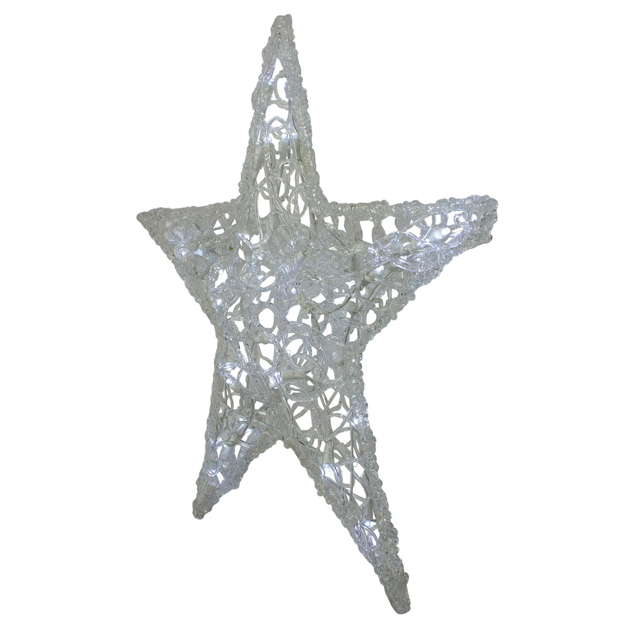 24" Twinkling Pure White LED Lighted Hanging Spun Glass Star Christmas Decoration - Image 3