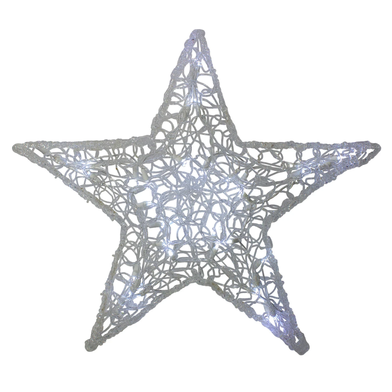 24" Twinkling Pure White LED Lighted Hanging Spun Glass Star Christmas Decoration - Image 2