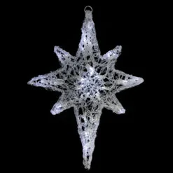 24" White LED Lighted Twinkle Hanging Star Of Bethlehem Christmas Decoration