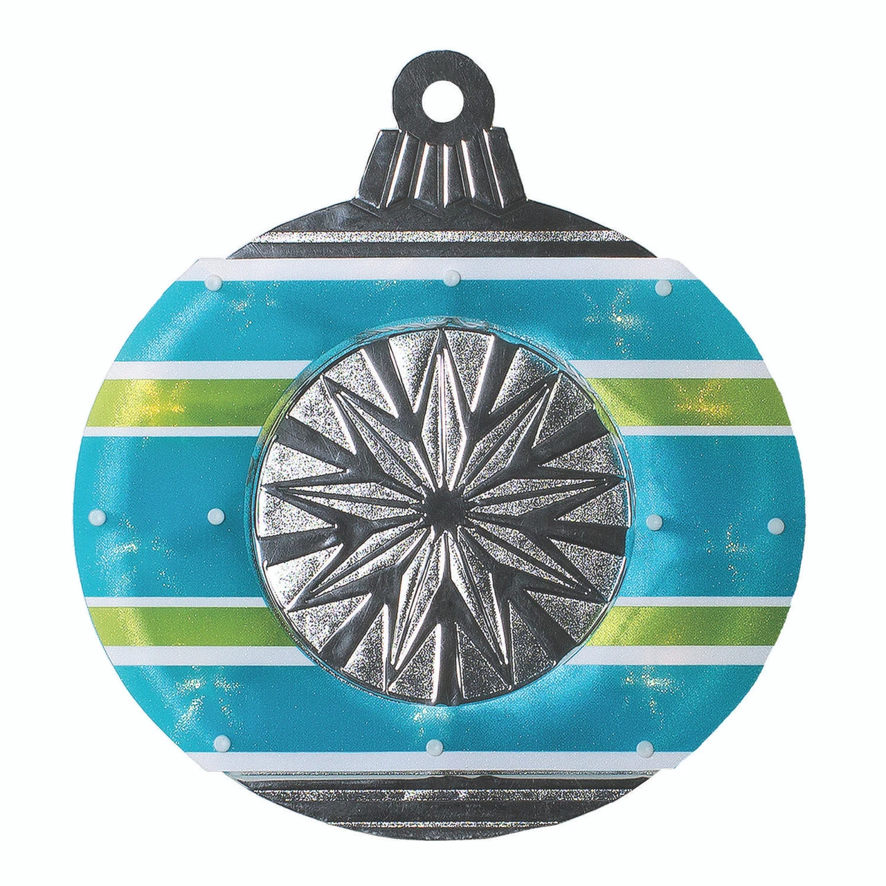 15.5" Blue And Green Lighted Christmas Ornament Window Silhouette