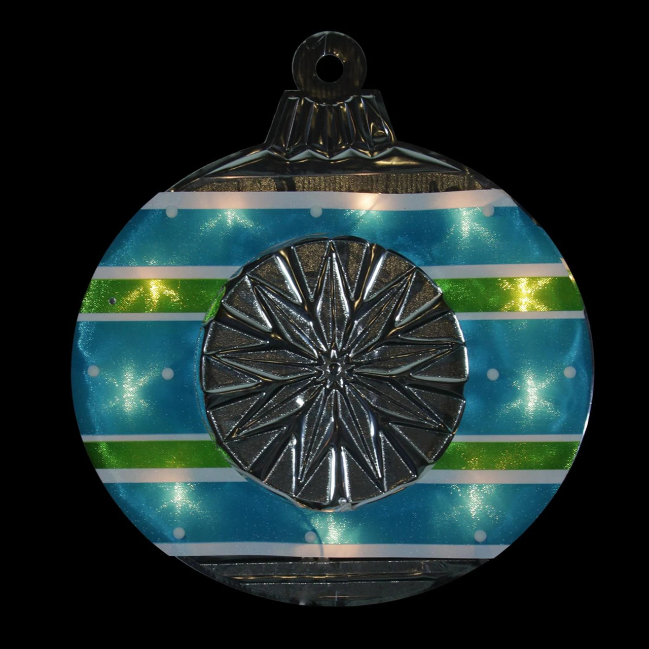 15.5" Blue And Green Lighted Christmas Ornament Window Silhouette - Image 2