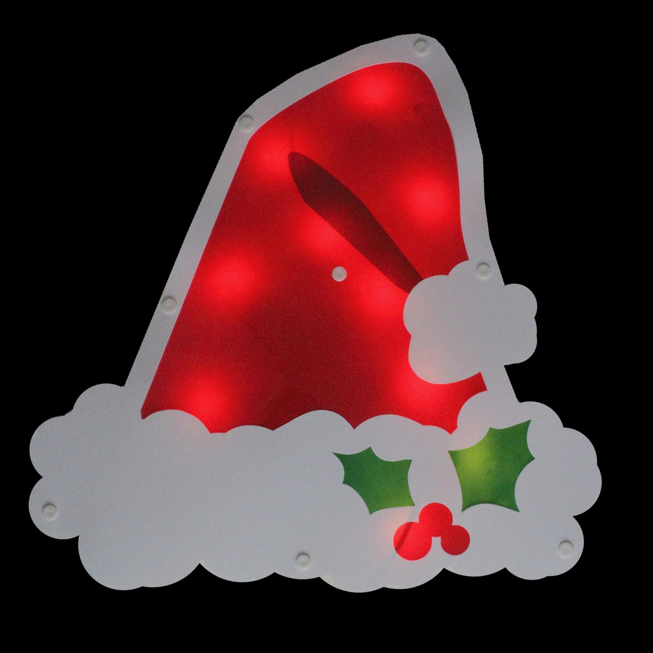 12.5" Lighted White And Red Santa Hat Christmas Window Silhouette Decoration - Image 2
