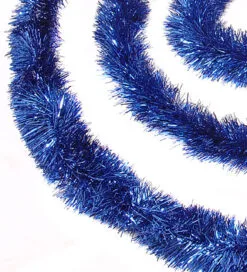 50' Shiny Lavish Blue Christmas And Hanukkah Foil Tinsel Garland - Unlit