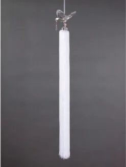 34" White Snow Drift Butterfly With Tassel Christmas Ornament